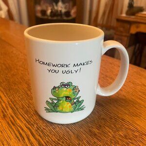 Vintage Humorous Frog Homework Complaints Themed Coffee Cup Mug by Hallmark